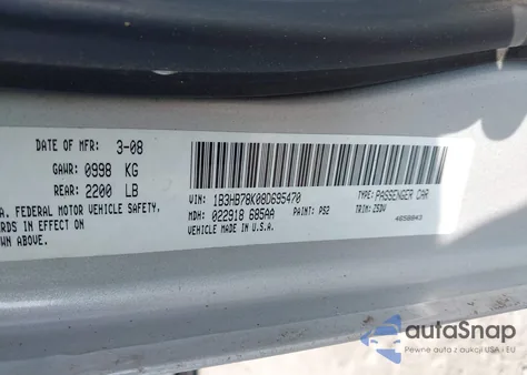 2008 Dodge Caliber R/T from USA, damaged, VIN 1B3HB78K08D695470